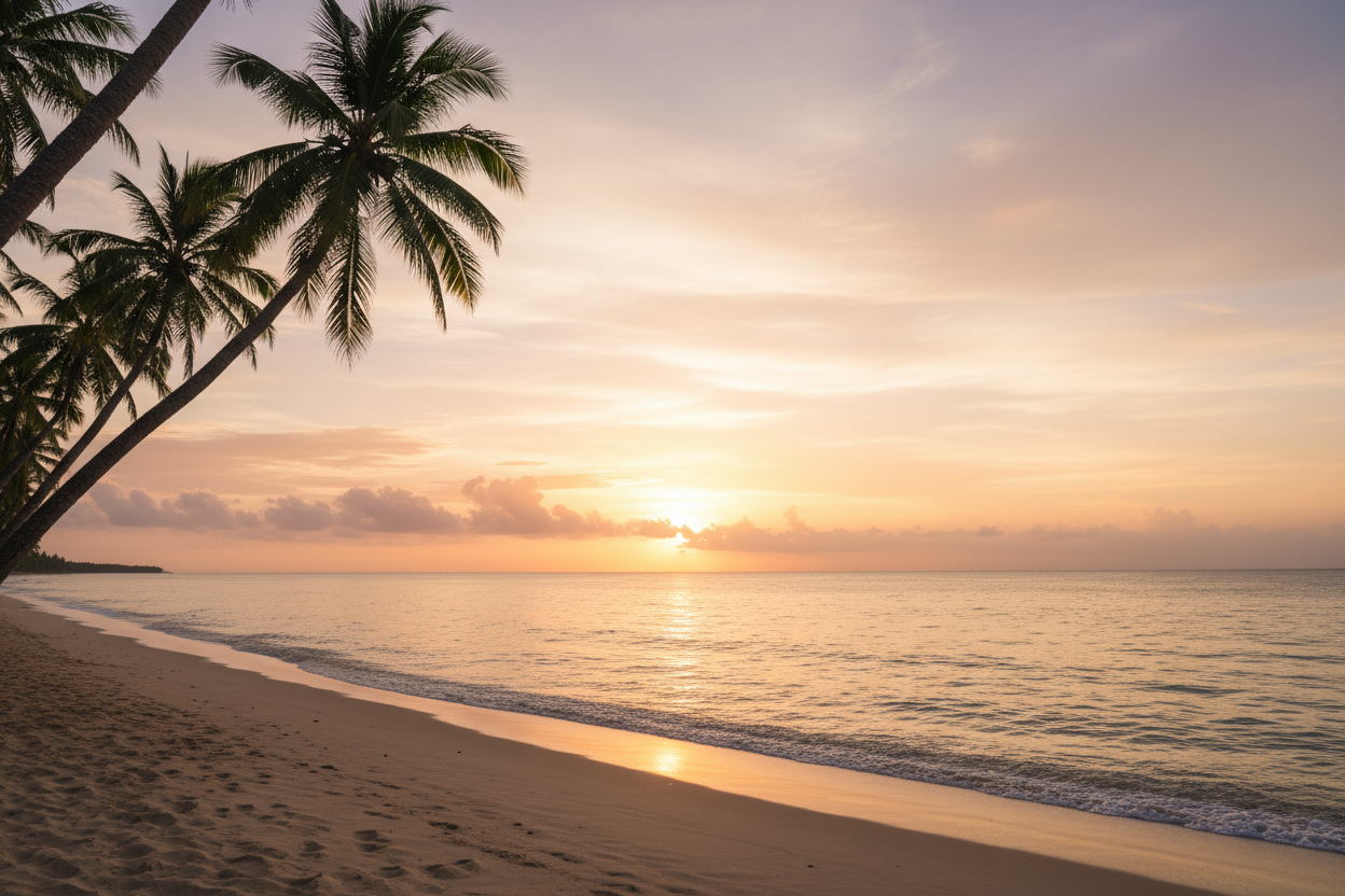 sunrise in a tropical beach